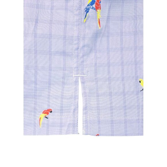 Tori Richard Bird Cage Parrot Embroidered Short Sleeve Shirt Men Large Purple - Picture 7 of 8